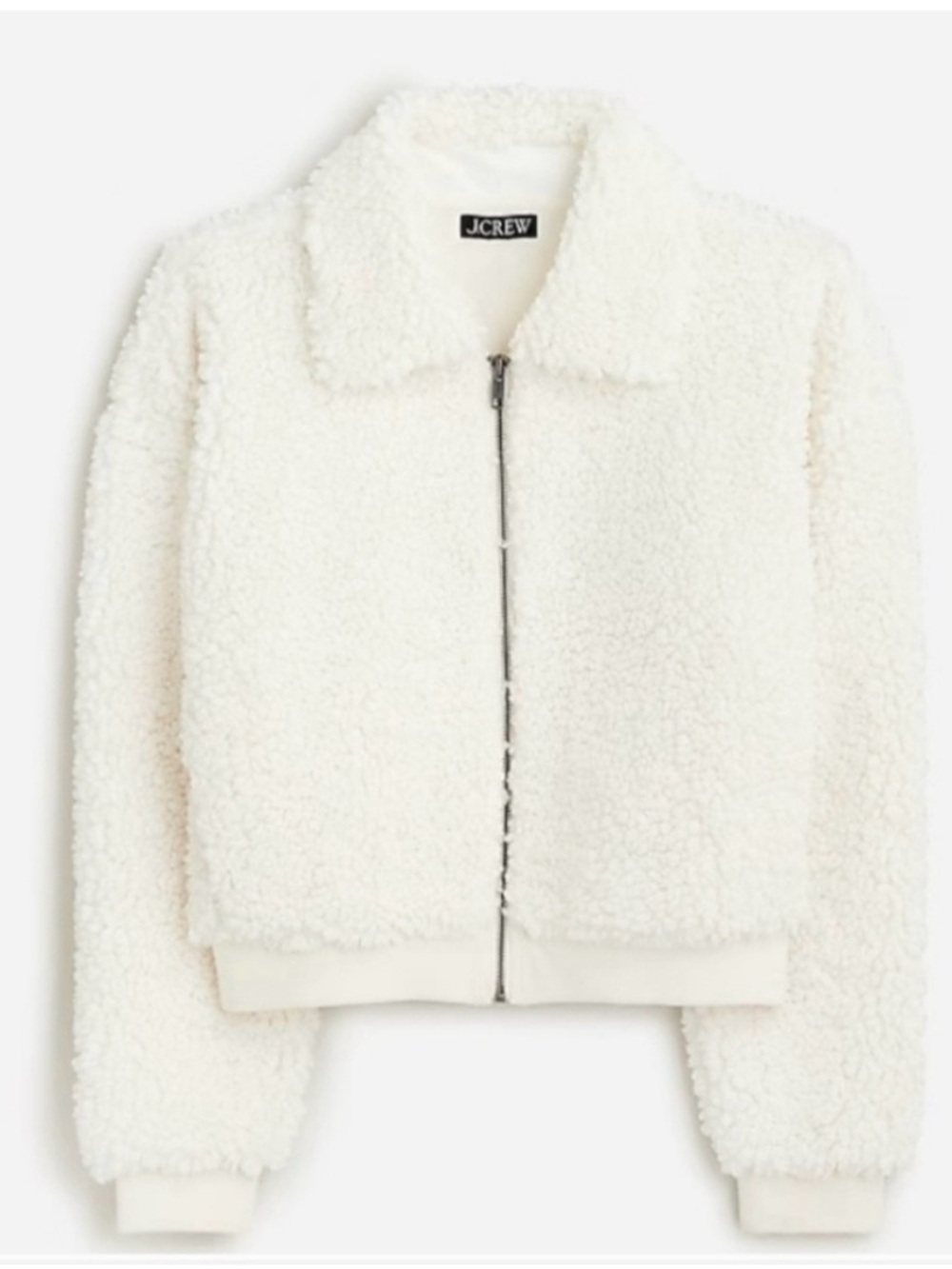 NWT J. Crew Cream Teddy Sherpa Zip Jacket
